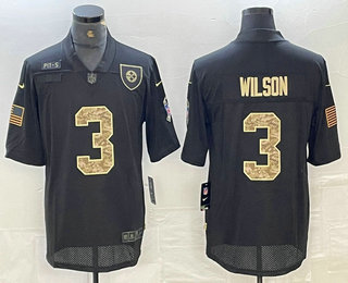 Men’s Pittsburgh Steelers #3 Russell Wilson Black Camo 2020 Salute To Service Stitched NFL Nike Limited Jersey