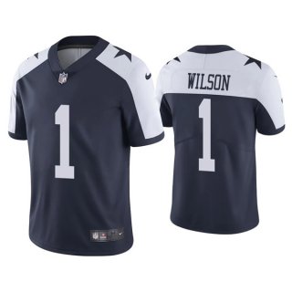 Men’s Dallas Cowboys #1 Cedrick Wilson Navy Thanksgiving Vapor Limited Stitched Jersey