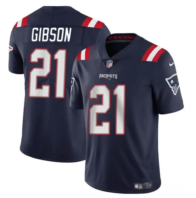 Men’s New England Patriots #21 Antonio Gibsonz Navy Vapor Limited Football Stitched Jersey