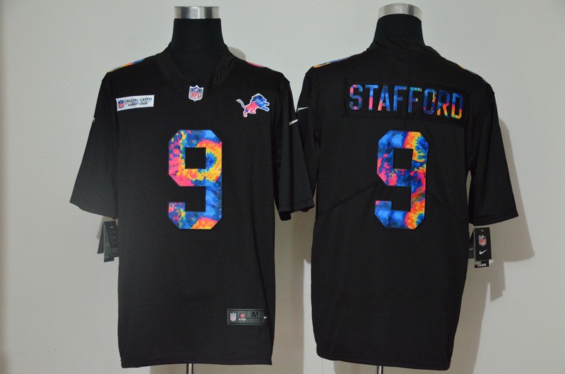 Men’s Detroit Lions #9 Matthew Stafford Multi-Color Black 2020 NFL Crucial Catch Vapor Untouchable Nike Limited Jersey