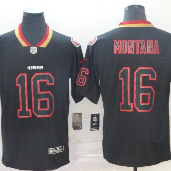 Nike 49ers 16 Joe Montana Black Shadow Legend Limited Jersey