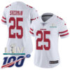 Nike 49ers #25 Richard Sherman White Super Bowl LIV 2020 Women’s Stitched NFL 100th Season Vapor Limited Jersey
