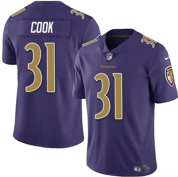 Men’s Baltimore Ravens #31 Dalvin Cook Purple Color Rush Vapor Limited Football Stitched Jersey