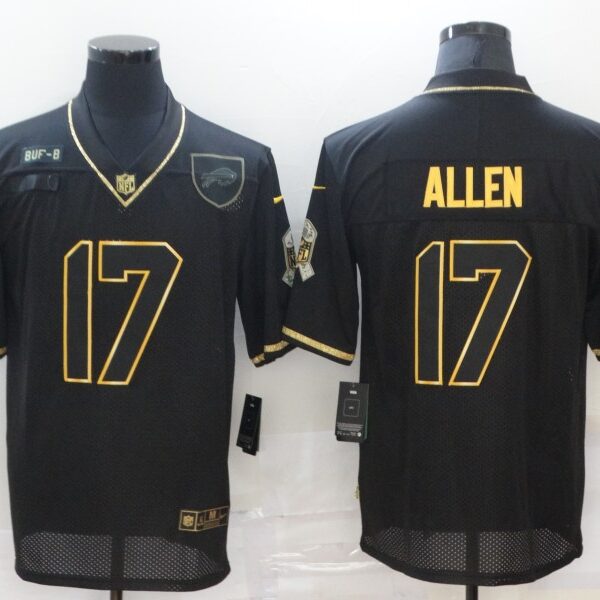 Men’s Buffalo Bills #17 Josh Allen Black Gold 2020 Salute To Service Stitched NFL Nike Limited Jersey