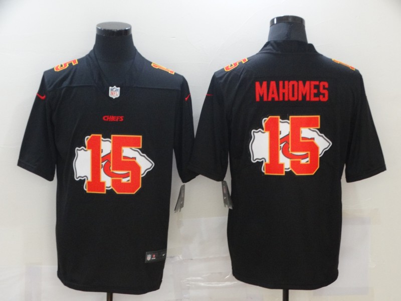 Men’s Kansas City Chiefs #15 Patrick Mahomes Black 2020 Shadow Logo Vapor Untouchable Stitched NFL Nike Limited Jersey