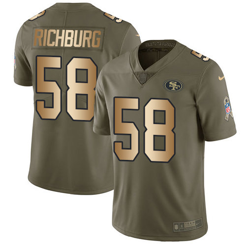 Nike 49ers #58 Weston Richburg Olive Gold Men’s Stitched NFL Limited 2017 Salute To Service Jersey