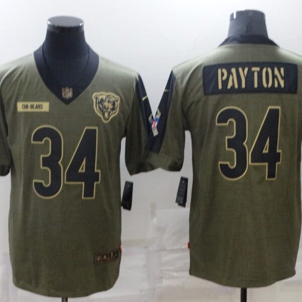 Men’s Chicago Bears #34 Walter Payton Nike Olive 2021 Salute To Service Retired Player Limited Jersey