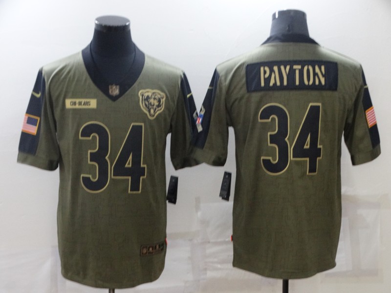 Men’s Chicago Bears #34 Walter Payton Nike Olive 2021 Salute To Service Retired Player Limited Jersey