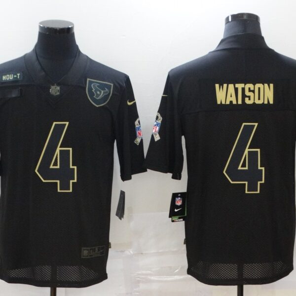 Men’s Houston Texans #4 Deshaun Watson Black 2020 Salute To Service Stitched NFL Nike Limited Jersey