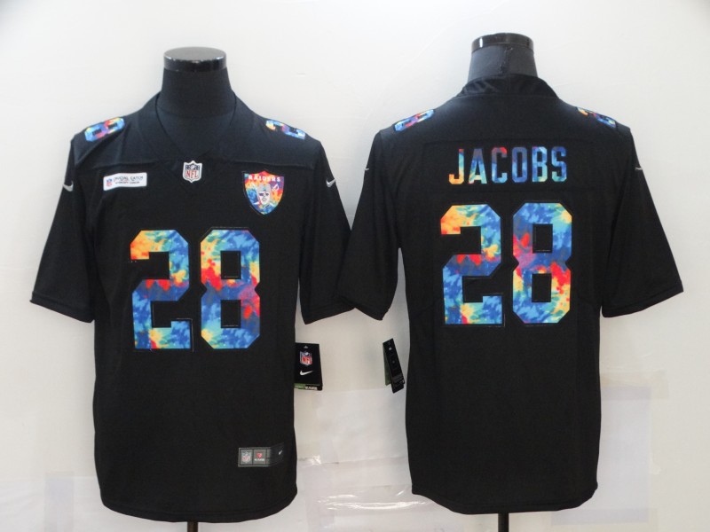 Men’s Las Vegas Raiders #28 Josh Jacobs Multi-Color Black 2020 NFL Crucial Catch Vapor Untouchable Nike Limited Jersey