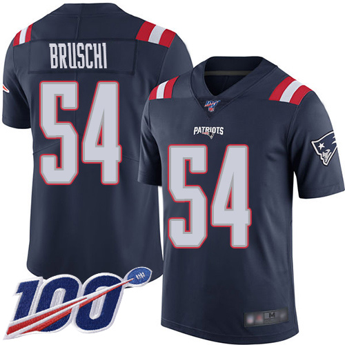 Nike Patriots #54 Tedy Bruschi Navy Blue Men’s Stitched NFL Limited Rush 100th Season Jersey