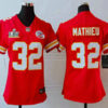 Women’s Kansas City Chiefs #32 Tyrann Mathieu Red 2021 Super Bowl LV Vapor Untouchable Stitched Nike Limited NFL Jersey