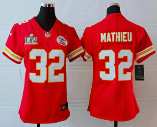 Women’s Kansas City Chiefs #32 Tyrann Mathieu Red 2021 Super Bowl LV Vapor Untouchable Stitched Nike Limited NFL Jersey
