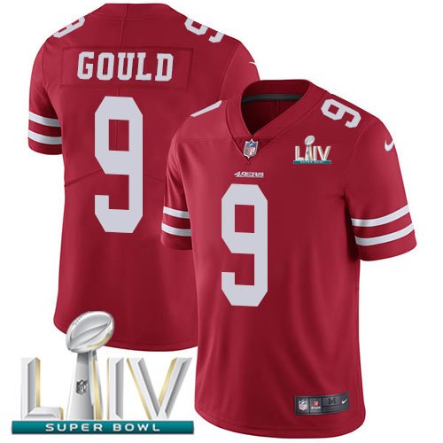 Nike 49ers #9 Robbie Gould Red Super Bowl LIV 2020 Team Color Men’s Stitched NFL Vapor Untouchable Limited Jersey