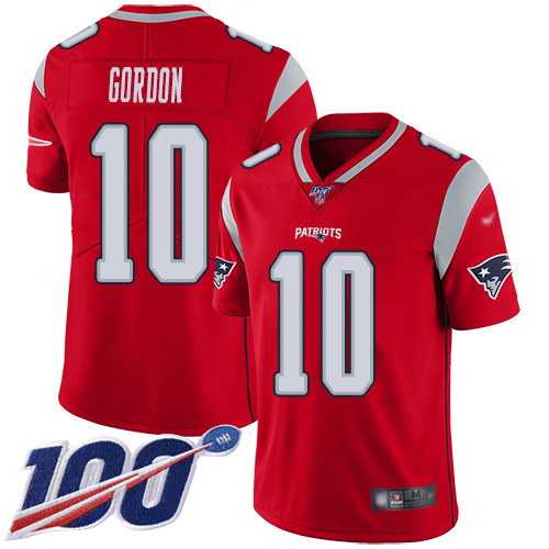 Nike Patriots #10 Josh Gordon Red Men’s Stitched NFL Limited Inverted Legend 100th Season Jersey