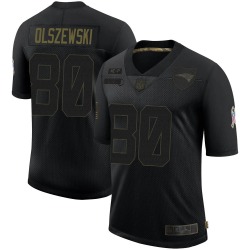 Men’s New England Patriots #80 Gunner Olszewski Limited Black 2020 Salute To Service Jersey
