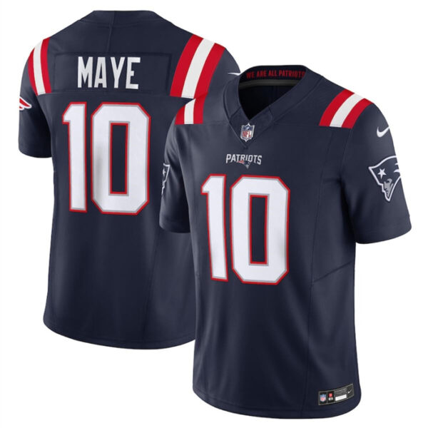 Men’s New England Patriots #10 Drake Maye Navy 2024 Draft F.U.S.E. Vapor Limited Football Stitched Jersey