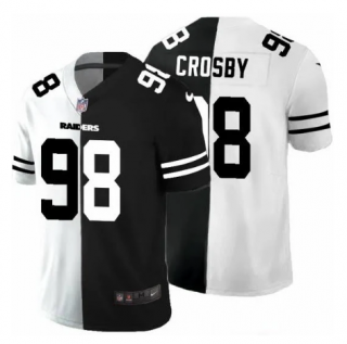Men’s Las Vegas Raiders #98 Maxx Crosby Black White Split Vapor Limited Stitched Jersey