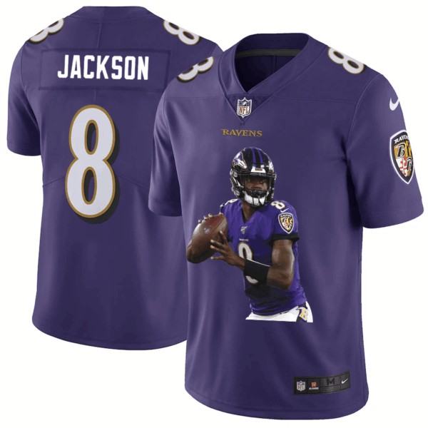 Men’s Baltimore Ravens #8 Lamar Jackson Purple Player Portrait Edition 2020 Vapor Untouchable Stitched NFL Nike Limited Jersey