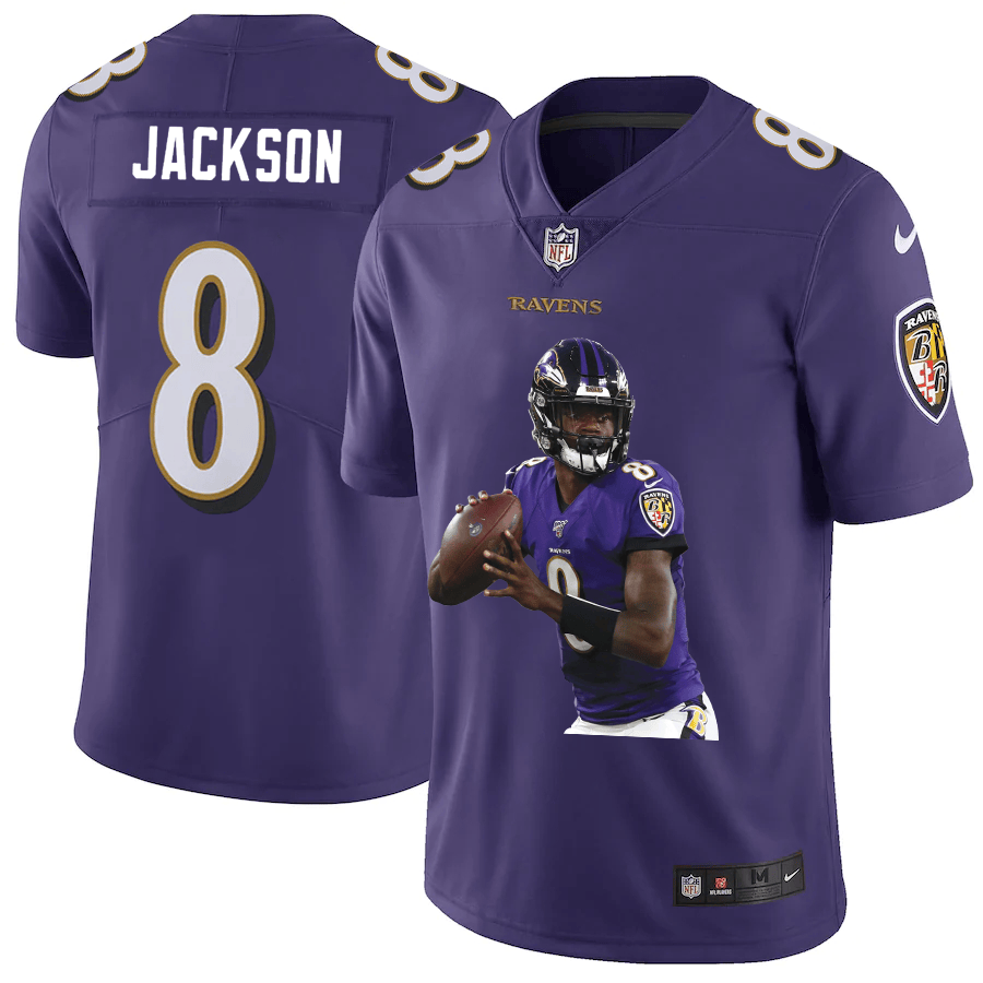 Men’s Baltimore Ravens #8 Lamar Jackson Purple Player Portrait Edition 2020 Vapor Untouchable Stitched NFL Nike Limited Jersey