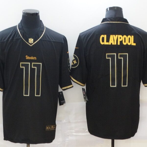 Men’s Pittsburgh Steelers #11 Chase Claypool Black 100th Season Golden Edition Jersey