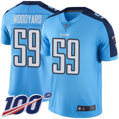 Nike Titans #59 Wesley Woodyard Light Blue Men’s Stitched NFL Limited Rush 100th Season Jersey