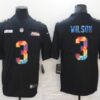 Men’s Seattle Seahawks #3 Russell Wilson Multi-Color Black 2020 NFL Crucial Catch Vapor Untouchable Nike Limited Jersey