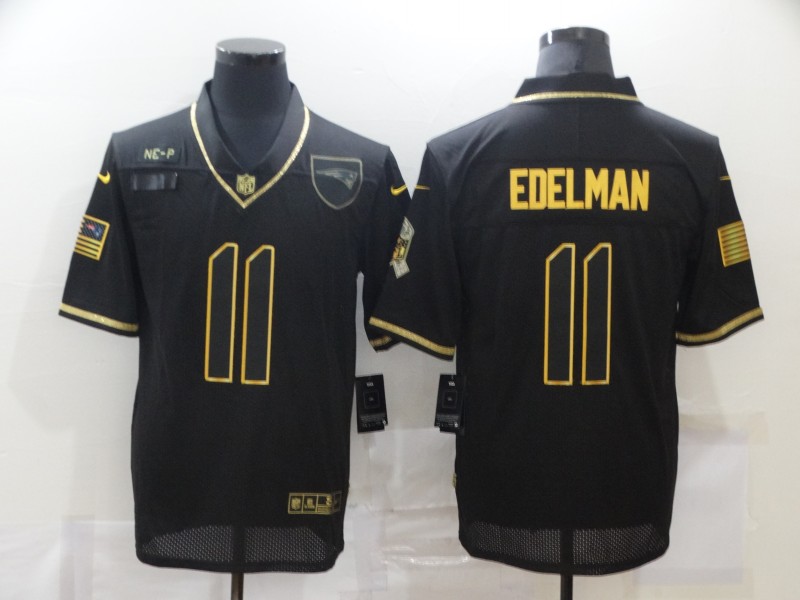 Men’s New England Patriots #11 Julian Edelman Black Gold 2020 Salute To Service Stitched NFL Nike Limited Jersey