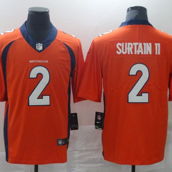 Men Denver Broncos 2 Surtain ii Orange Nike Vapor Untouchable Limited 2021 NFL Jersey