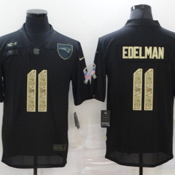 Men’s New England Patriots #11 Julian Edelman Black Camo 2020 Salute To Service Stitched NFL Nike Limited Jersey