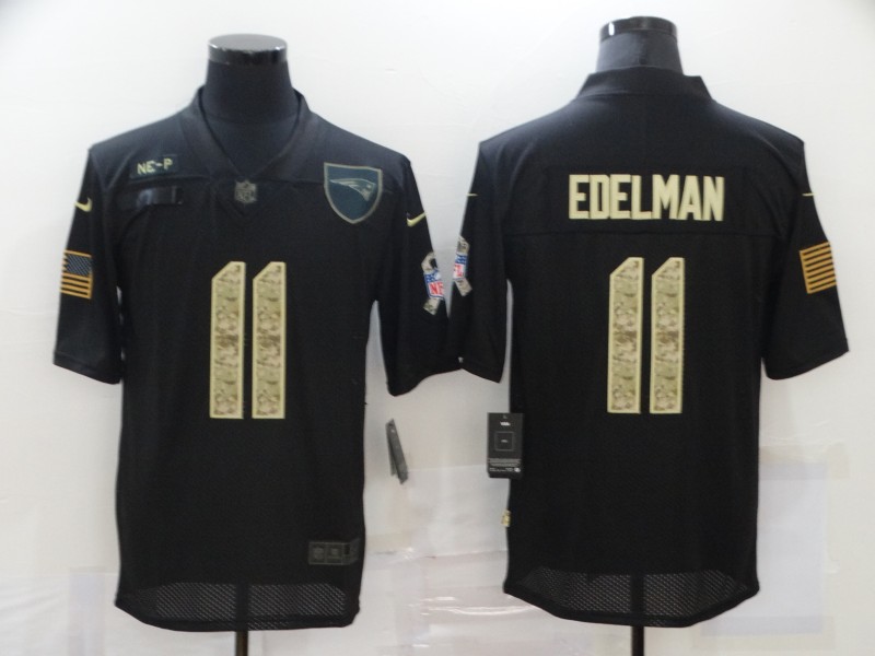 Men’s New England Patriots #11 Julian Edelman Black Camo 2020 Salute To Service Stitched NFL Nike Limited Jersey