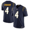 Men’s Los Angeles Chargers #4 Gus Edwards Navy Vapor Limited Football Stitched Jersey