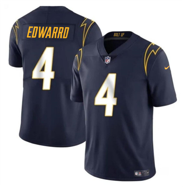 Men’s Los Angeles Chargers #4 Gus Edwards Navy Vapor Limited Football Stitched Jersey