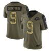 Men’s Olive Los Angeles Rams #9 Matthew Stafford 2021 Camo Salute To Service Limited Stitched Jersey