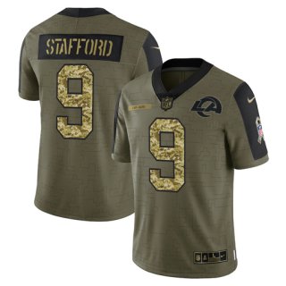 Men’s Olive Los Angeles Rams #9 Matthew Stafford 2021 Camo Salute To Service Limited Stitched Jersey