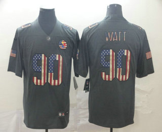 Men’s Pittsburgh Steelers #90 T. J. Watt 2019 Black Salute To Service USA Flag Fashion Limited Jersey