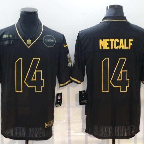 Men’s Seattle Seahawks #14 D.K. Metcalf Black Gold 2020 Salute To Service Stitched NFL Nike Limited Jersey