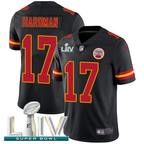 Nike Chiefs #17 Mecole Hardman Black Super Bowl LIV 2020 Men’s Stitched NFL Limited Rush Jersey