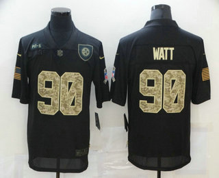 Men’s Pittsburgh Steelers #90 T. J. Watt Black Camo 2020 Salute To Service Stitched NFL Nike Limited Jersey