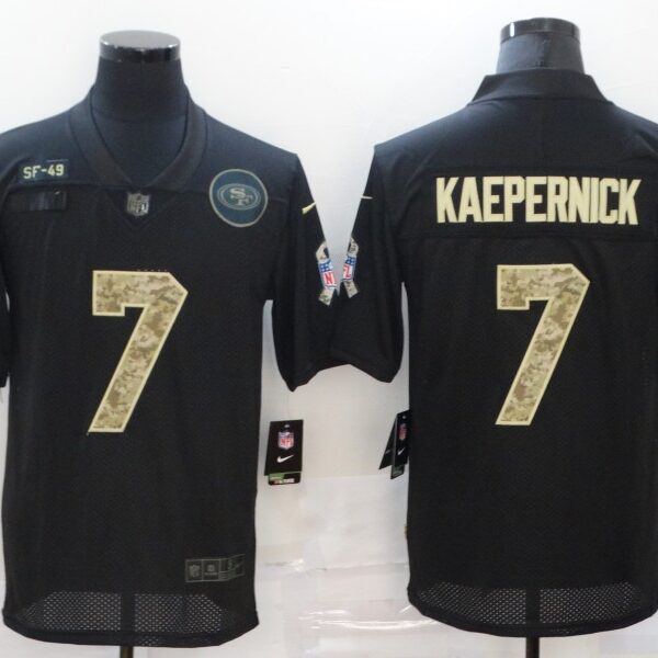 Men’s San Francisco 49ers #7 Colin Kaepernick Black Camo 2020 Salute To Service Stitched NFL Nike Limited Jersey