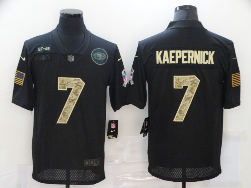 Men’s San Francisco 49ers #7 Colin Kaepernick Black Camo 2020 Salute To Service Stitched NFL Nike Limited Jersey