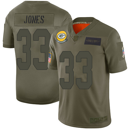 Nike Packers #33 Aaron Jones Camo Men’s Stitched NFL Limited 2019 Salute To Service Jersey