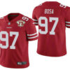 Men’s San Francisco 49ers #97 Nick Bosa Red 75th Anniversary Patch 2021 Vapor Untouchable Stitched Nike Limited Jersey