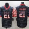Men’s Dallas Cowboys #21 Ezekiel Elliott Camo Salute To Serve USA Flag Limited Jersey