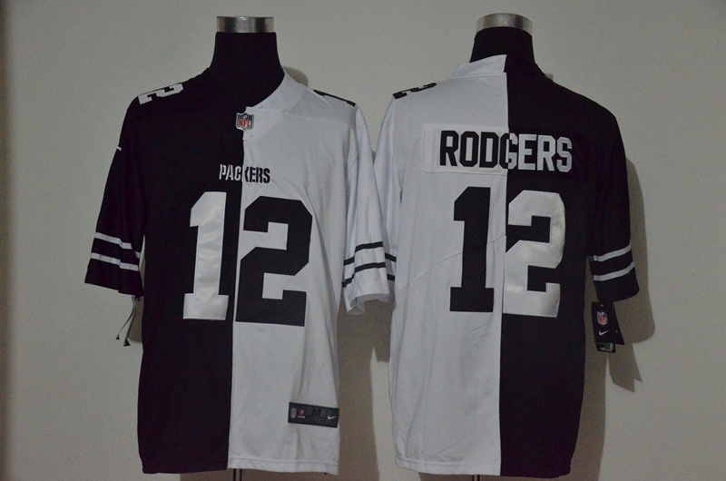 Men’s Green Bay Packers #12 Aaron Rodgers Black White Peaceful Coexisting 2020 Vapor Untouchable Stitched NFL Nike Limited Jersey
