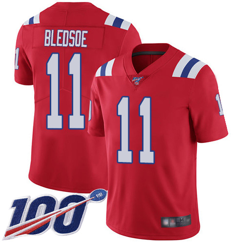 Nike Patriots #11 Drew Bledsoe Red Alternate Men’s Stitched NFL 100th Season Vapor Limited Jersey