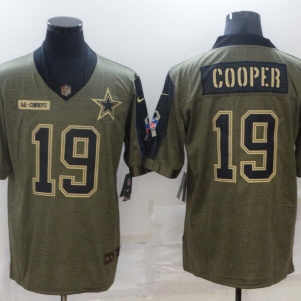 Men’s Dallas Cowboys #19 Amari Cooper Nike Olive 2021 Salute To Service Limited Player Jersey