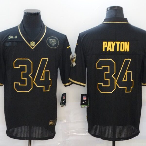 Men’s Chicago Bears #34 Walter Payton Black Gold 2020 Salute To Service Stitched NFL Nike Limited Jersey