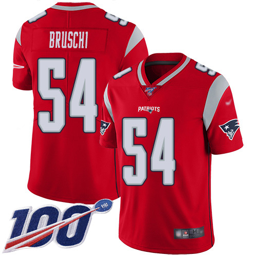 Nike Patriots #54 Tedy Bruschi Red Men’s Stitched NFL Limited Inverted Legend 100th Season Jersey