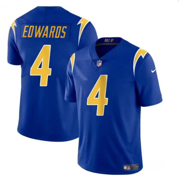 Men’s Los Angeles Chargers #4 Gus Edwards Royal Vapor Limited Football Stitched Jersey